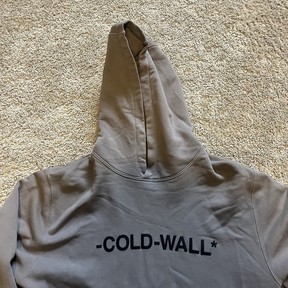 A- Cold-Wall Hooded Sweatshirt Pullover Men's Medium Charcoal Gray Raised Letter - Picture 2 of 10